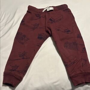 Carter's Burgundy Joggers with Vehicle Print